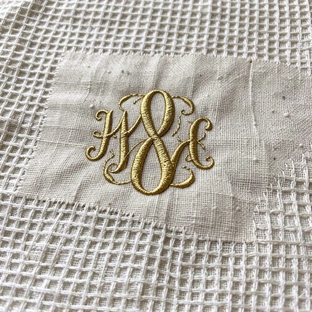 Table linens with custom embroidery